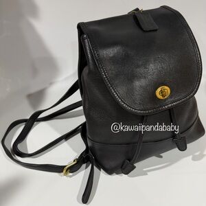 Rare 90s Vintage Coach Black Glove Tanned Leather Large Daypack Backpack 9791